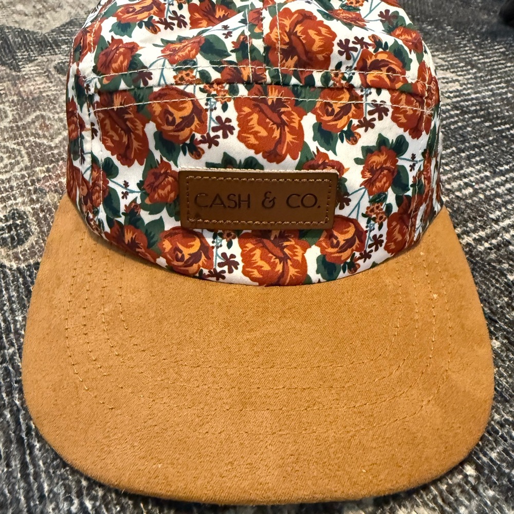 Floral Kids Hat - Brown and Orange